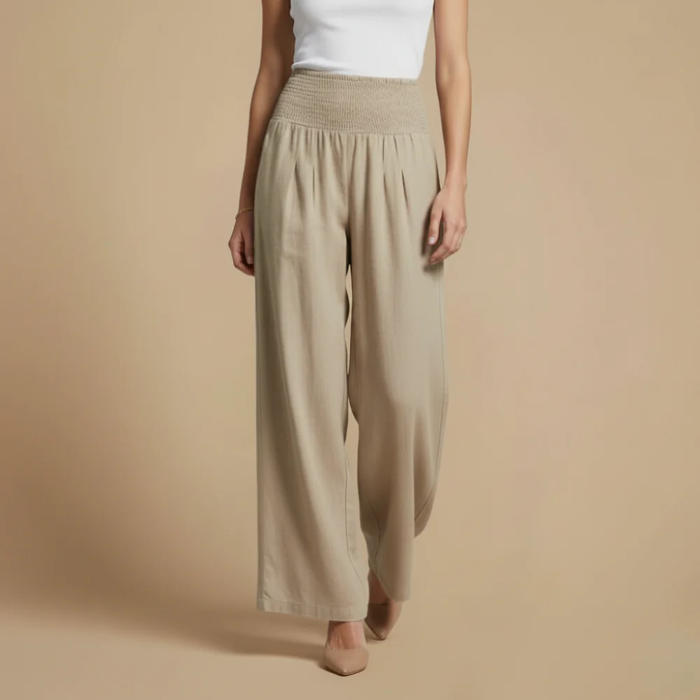 Women’s elastic waist wide leg pants