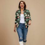 Women's printed patterned zip bomber jacket