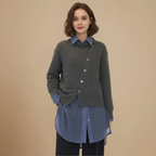 Women's asymmetric button knitted cardigan