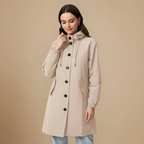 Women's mid length hooded windbreaker