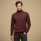 Men’s long sleeve half zip turtleneck sweater