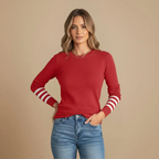 Women's knitted sweater striped long sleeve
