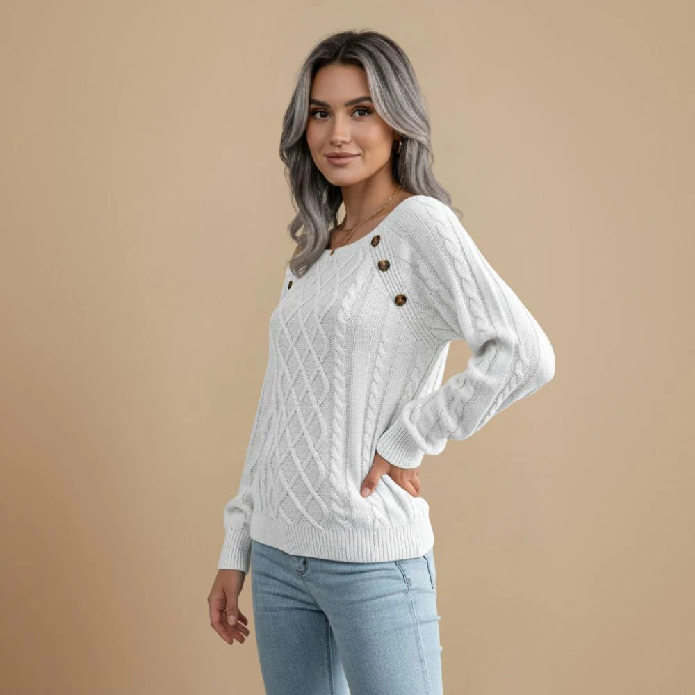 Women's casual square neck knit pullover sweater