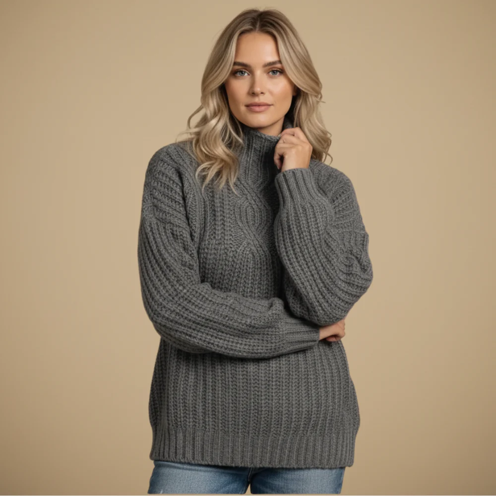 Women's turtleneck long sleeve sweater
