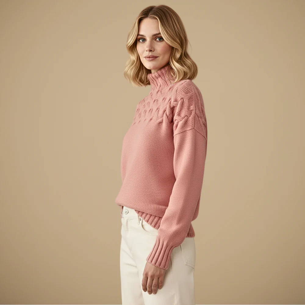 Women’s long sleeve cable knit sweater