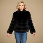Women's long sleeve winter fur jacket
