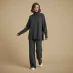 Women's high collar knitted sweater set