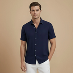 Men’s short sleeve button-front polo shirt