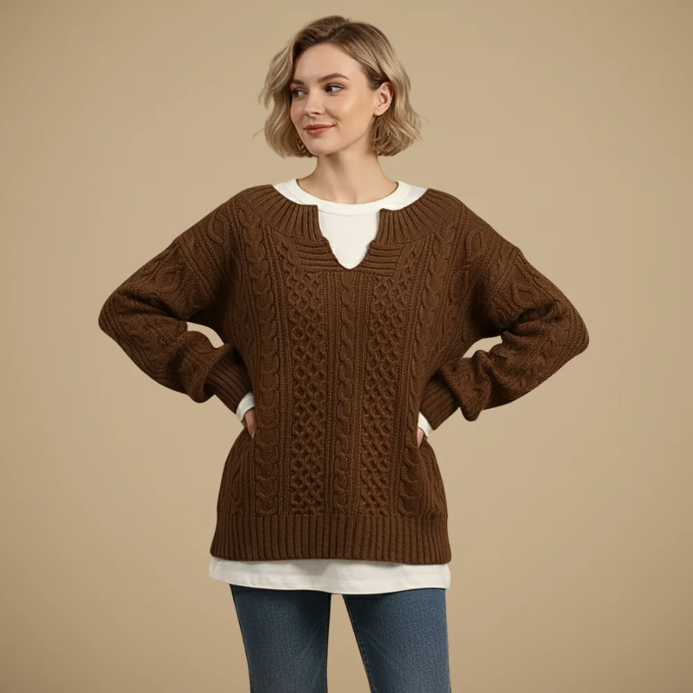 Women's long sleeve knit sweater