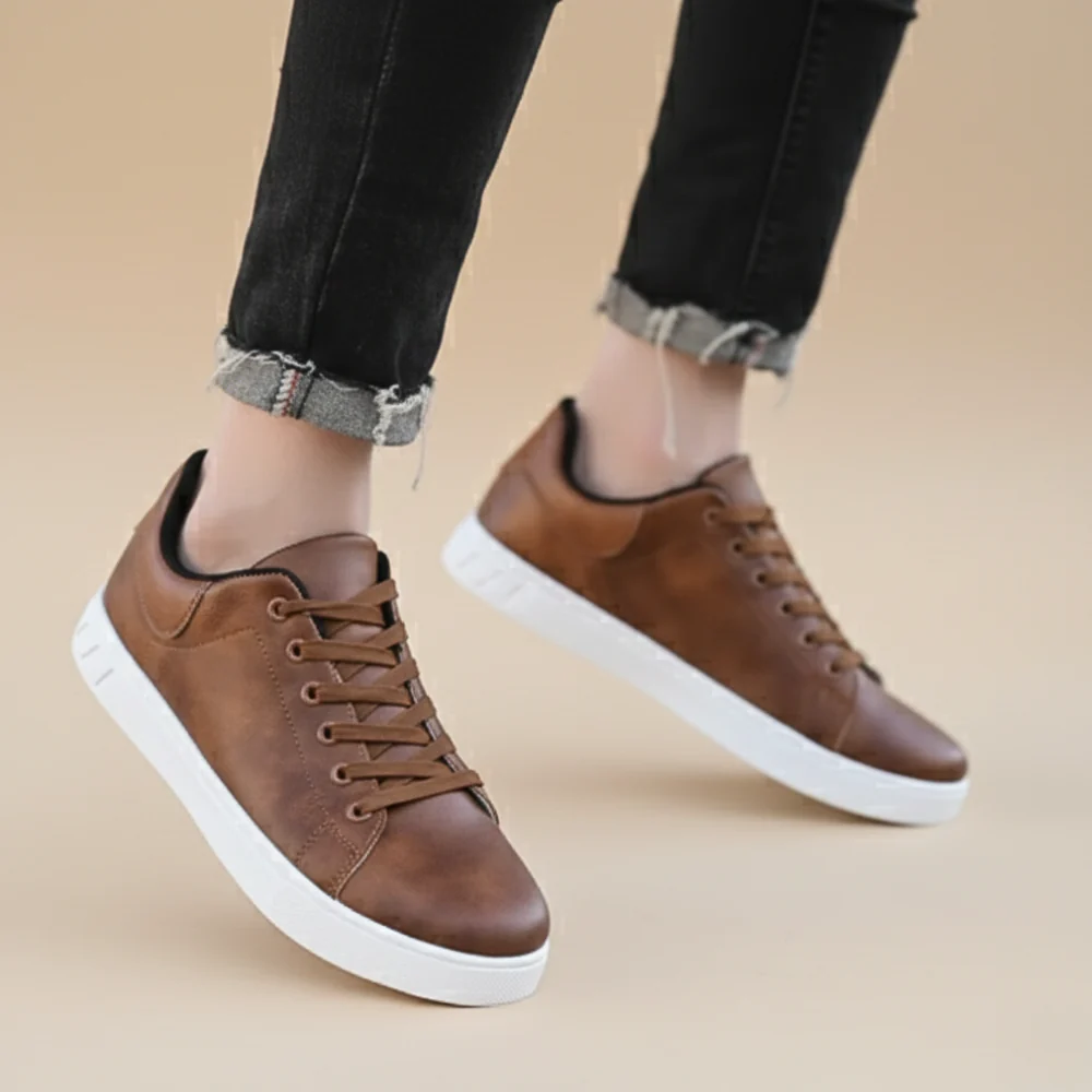 Men's lace-up casual flat sneakers
