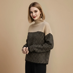 Women's patterned turtleneck knit sweater