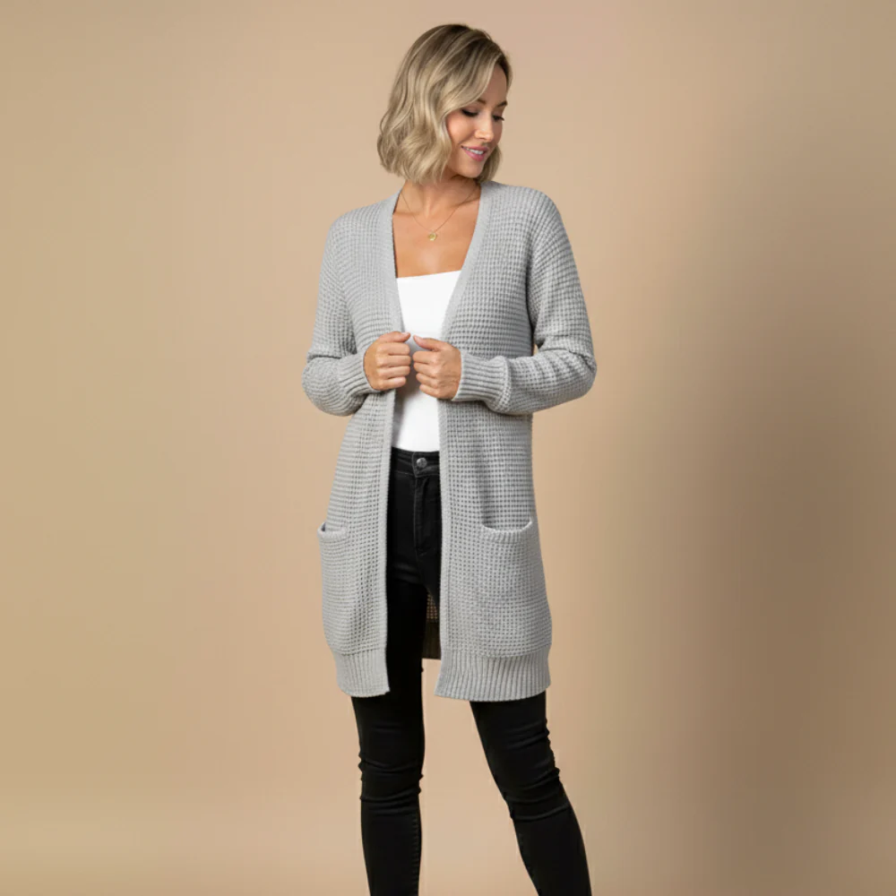 Women's knitted long sleeve cardigan