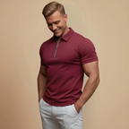 Men's quarter zip short sleeve polo shirt