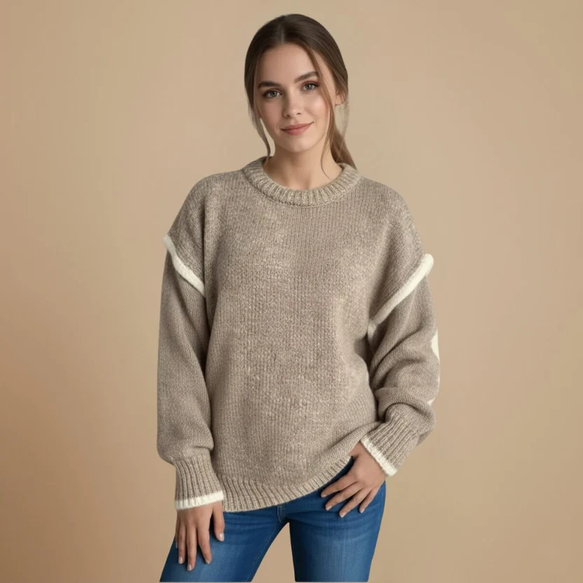 Women's loose round neck casual pullover sweater