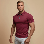 Men's quarter zip short sleeve polo shirt