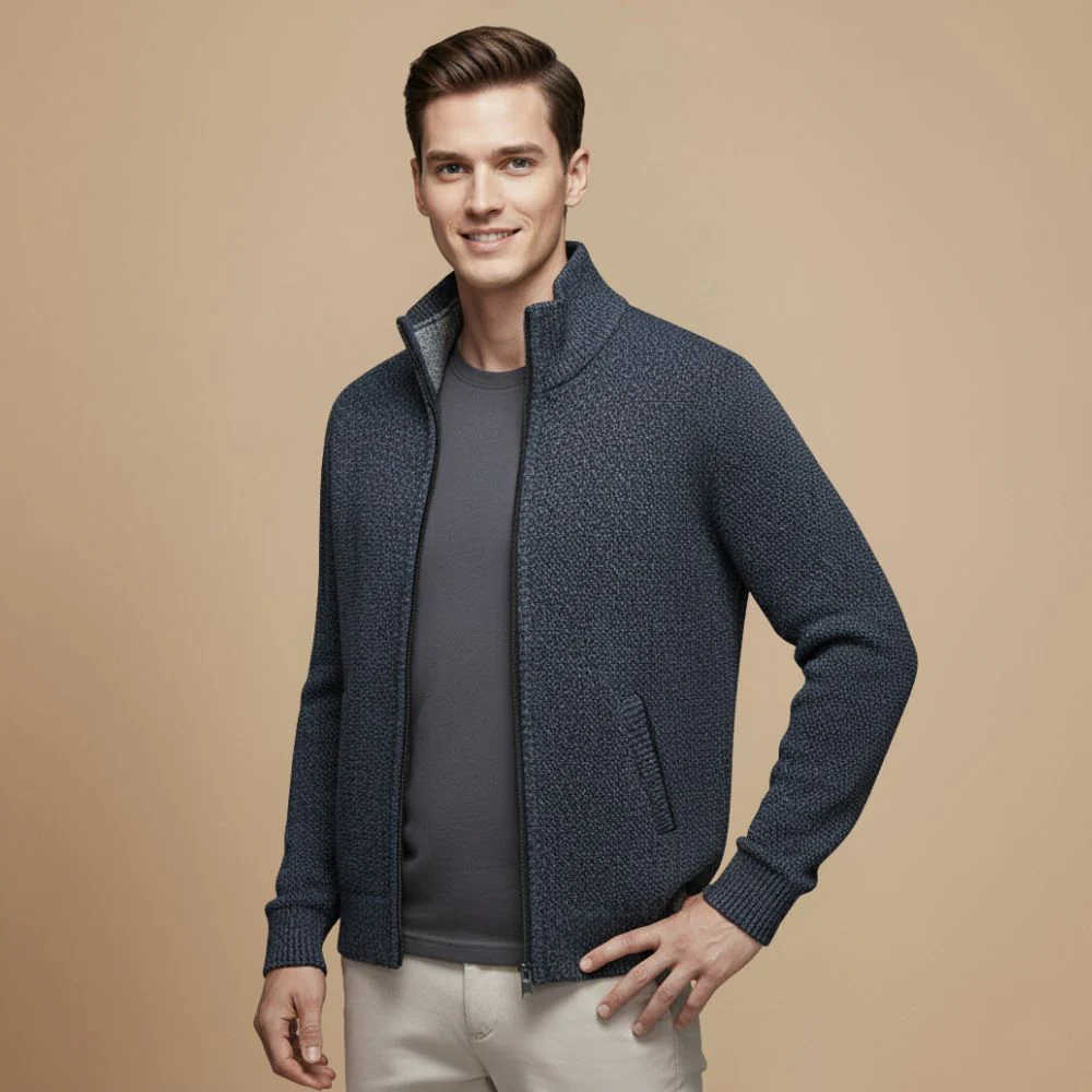Men's full zip knitted thermal jacket