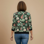Women's printed patterned zip bomber jacket