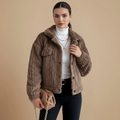 Women's textured cozy button-up jacket
