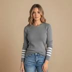 Women's knitted sweater striped long sleeve