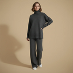 Women's high collar knitted sweater set