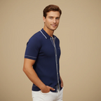 Men's knitted short sleeve polo shirt