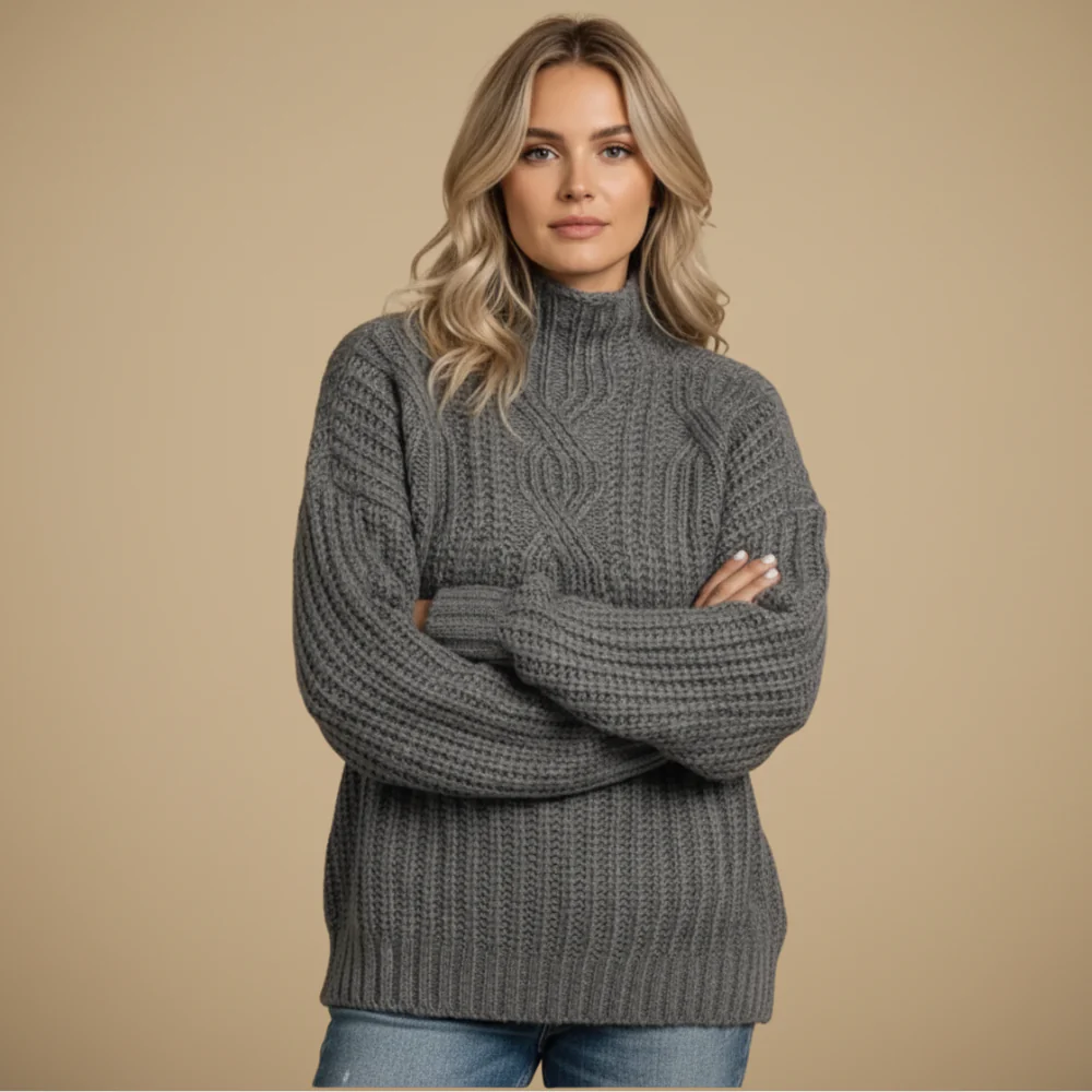 Women's turtleneck long sleeve sweater