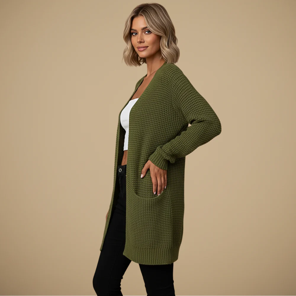 Women's knitted long sleeve cardigan