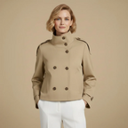 Women's belted waist cropped trench jacket