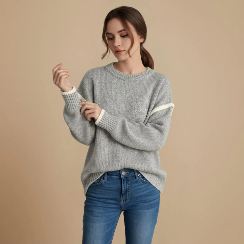 Women's loose round neck casual pullover sweater