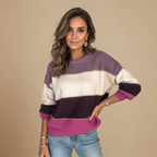 Women's colour block long sleeve knit sweater