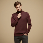 Men’s long sleeve half zip turtleneck sweater