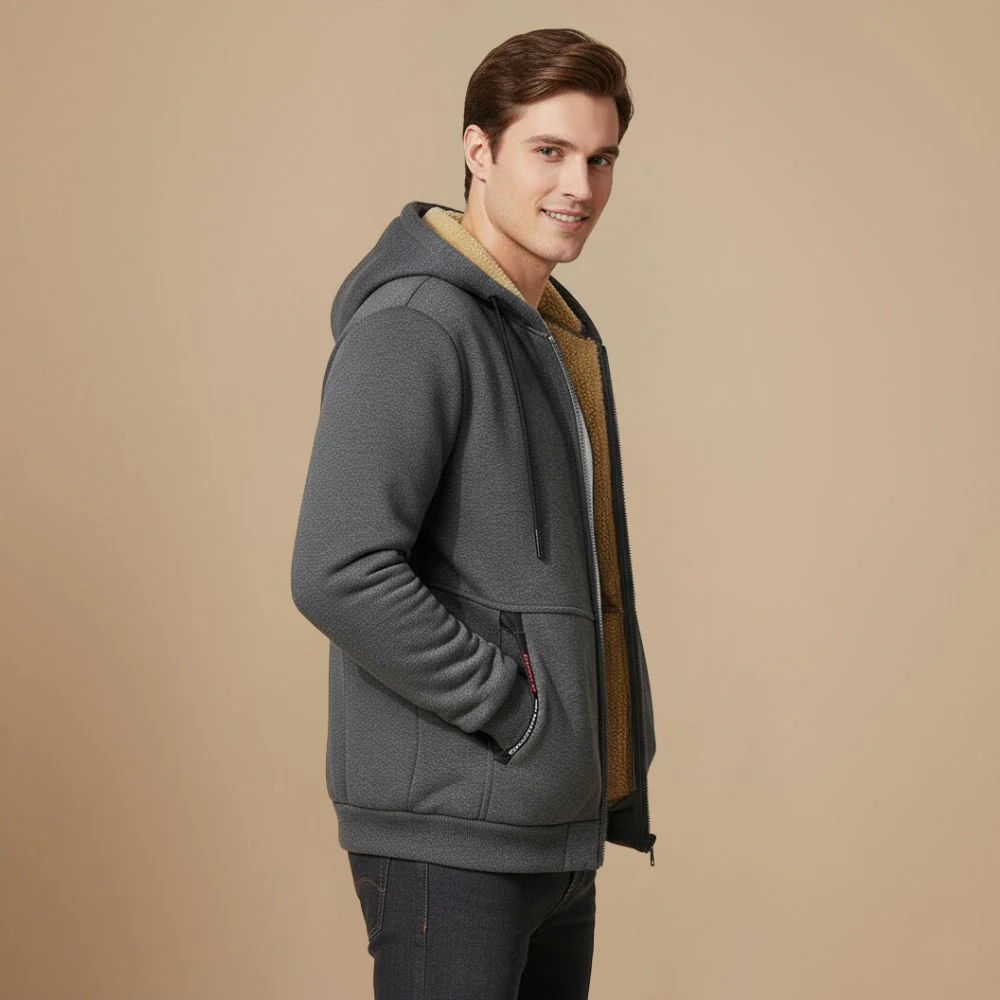 Men's comfy thick lined zip hoodie jacket