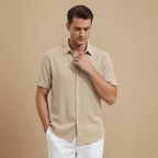 Men’s short sleeve button-front polo shirt