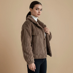 Women's textured cozy button-up jacket
