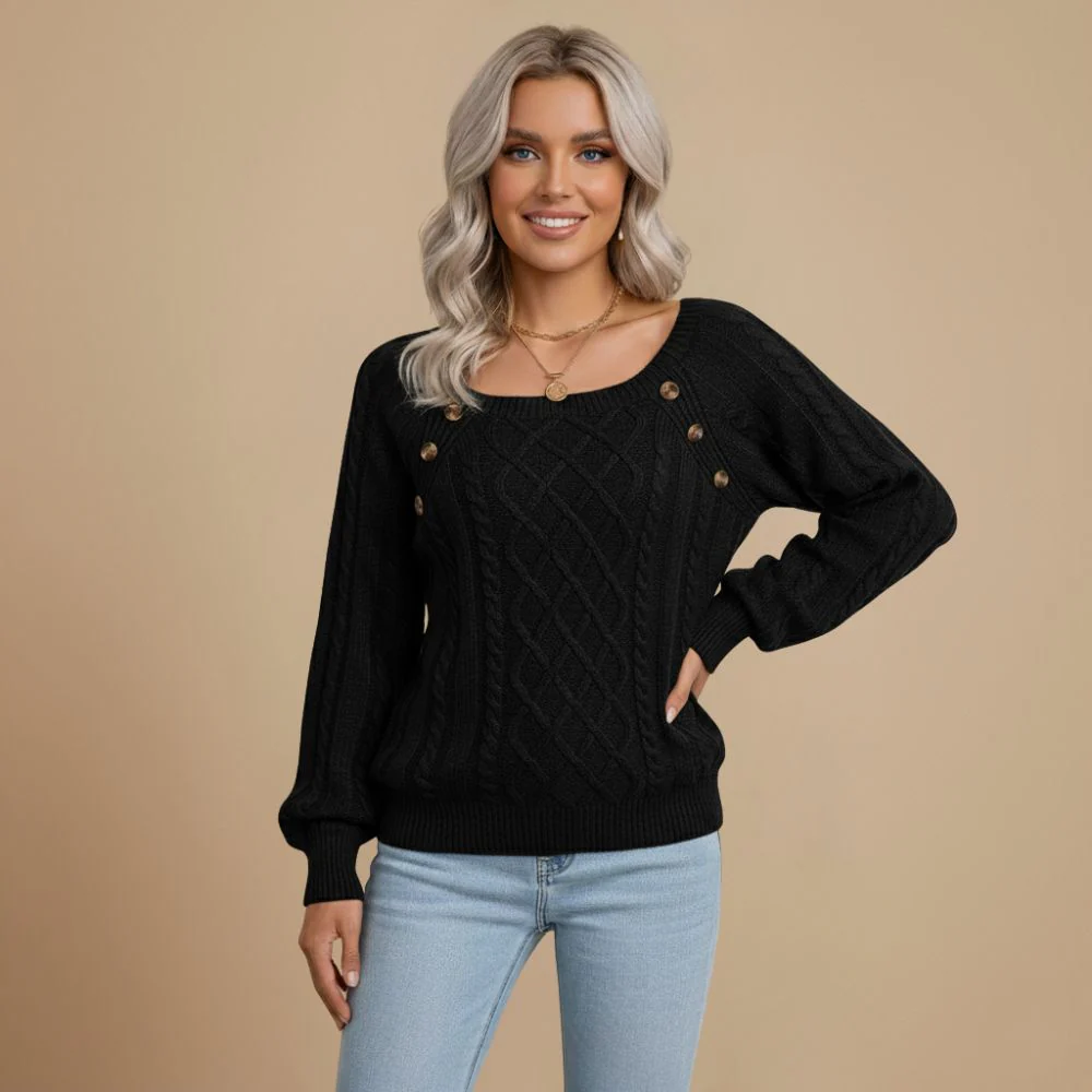 Women's casual square neck knit pullover sweater