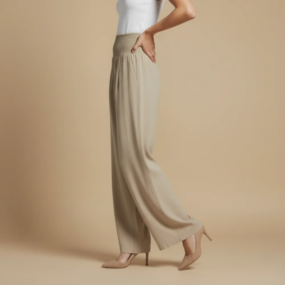 Women’s elastic waist wide leg pants