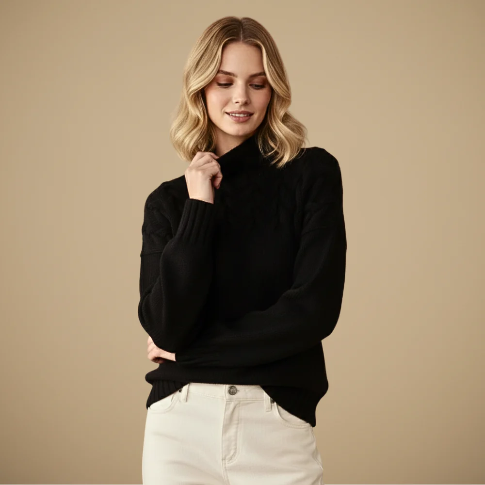 Women’s long sleeve cable knit sweater