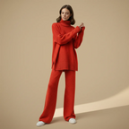 Women's high collar knitted sweater set