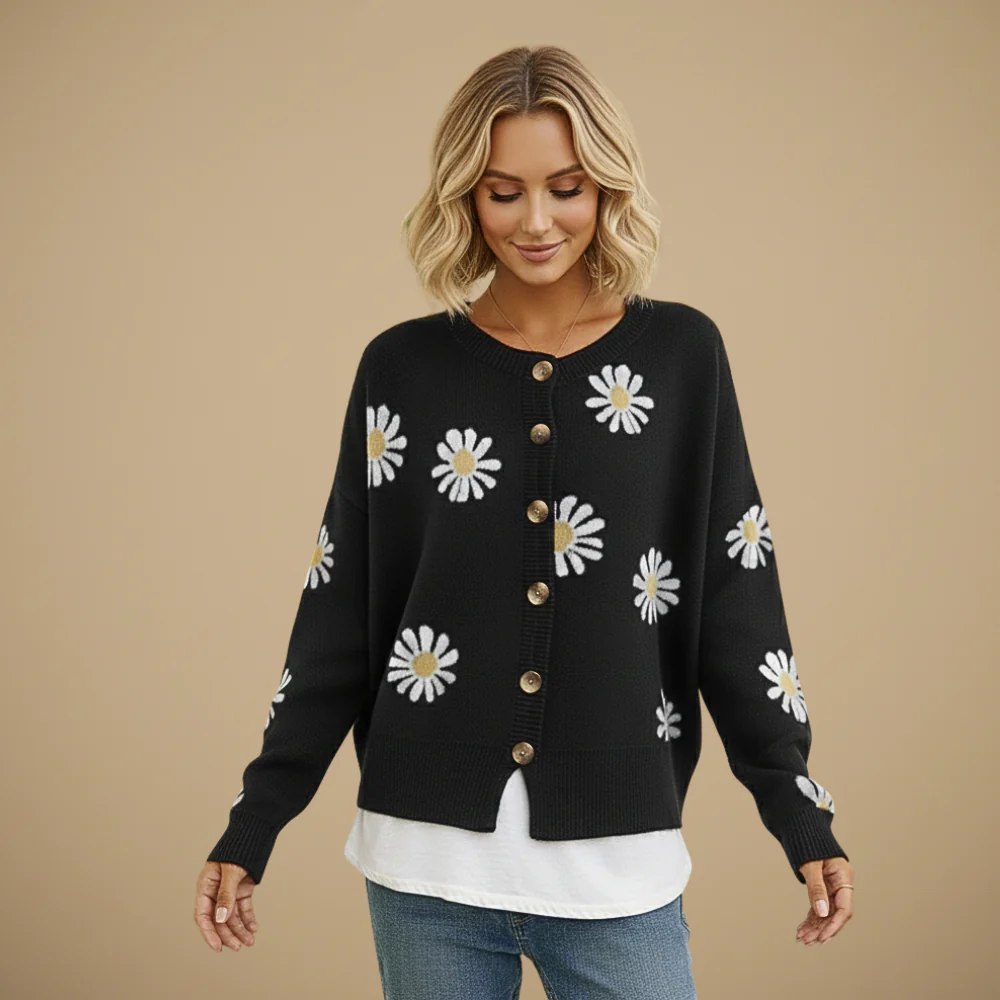 Women’s button front floral cardigan
