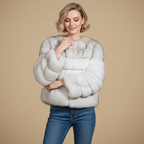 Women's long sleeve winter fur jacket