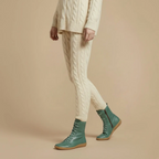 Women’s mid calf lace up boots with zip