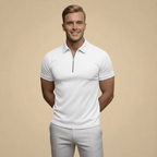 Men's quarter zip short sleeve polo shirt