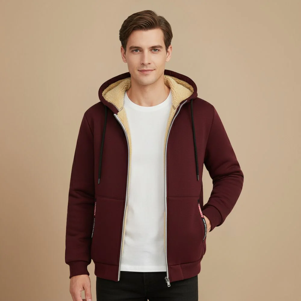Men's comfy thick lined zip hoodie jacket