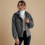 Women's textured cozy button-up jacket