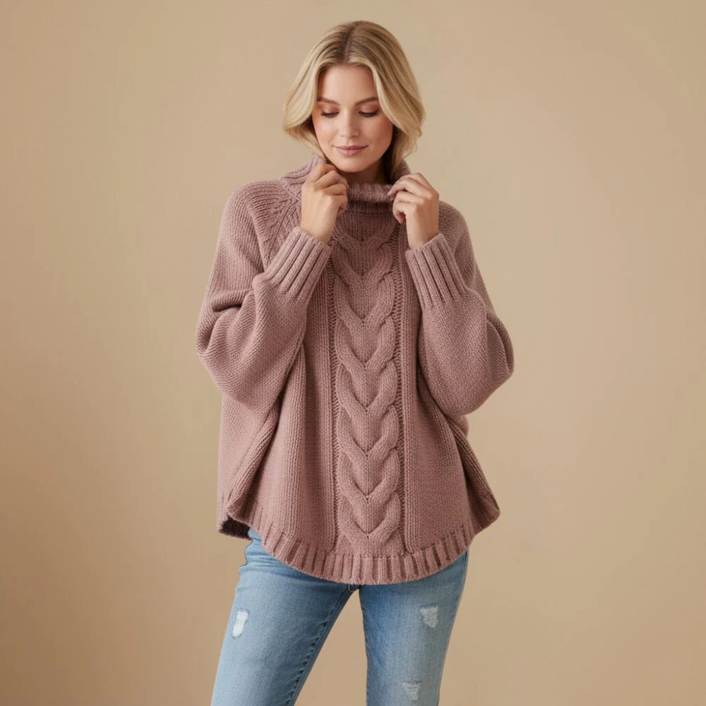 Women's high neck pullover sweater