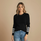 Women's knitted sweater striped long sleeve