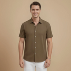Men’s short sleeve button-front polo shirt
