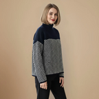Women's patterned turtleneck knit sweater