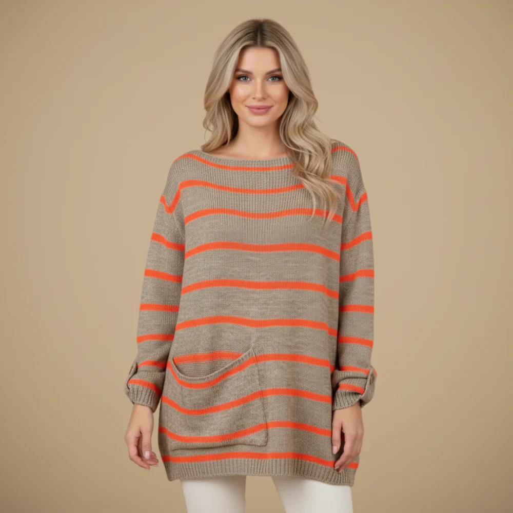 Women's round neck striped sweater