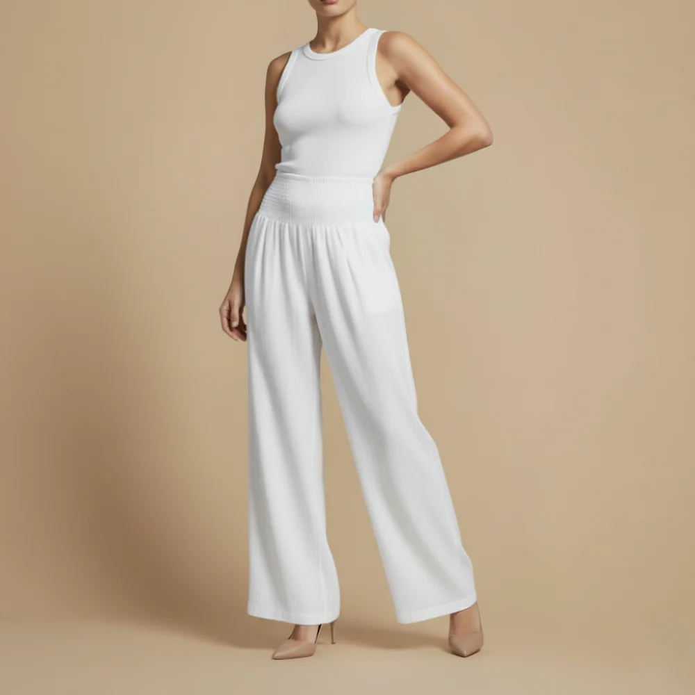 Women’s elastic waist wide leg pants